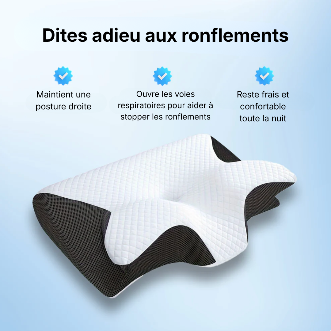 L’oreiller qui fait taire les ronflements — en corrigeant votre position de sommeil | Offre anniversaire 10 ans : -60%